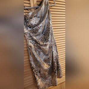 Leopard Print One-Shoulder Dress